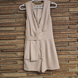 Chic Beige Sleeveless Romper